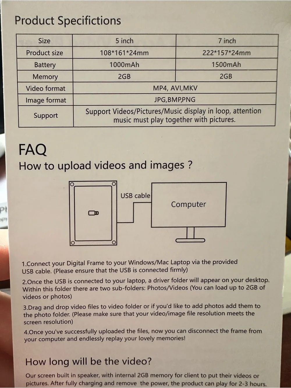 Digital Photo Frame - Black - Compact 5